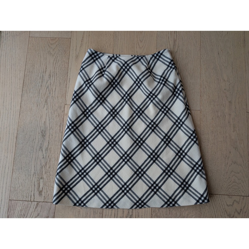 Kate Hill Wool Skirt Black and Cream Plaid Check Career Fall Winter Women's‎ 6